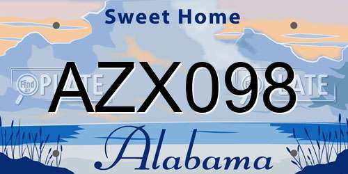 AZX098 Alabama License Plate