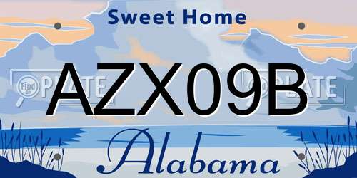 AZX09B Alabama License Plate