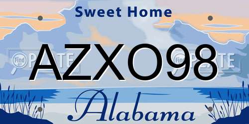 AZXO98 Alabama License Plate