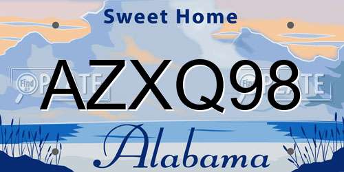 AZXQ98 Alabama License Plate