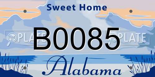 B0085 Alabama License Plate