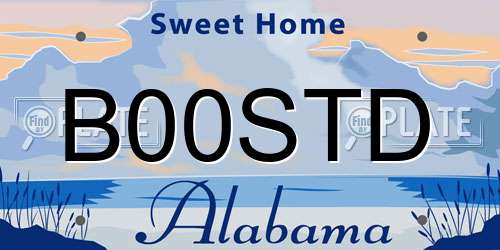 B00STD Alabama License Plate