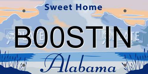 B00STIN Alabama License Plate