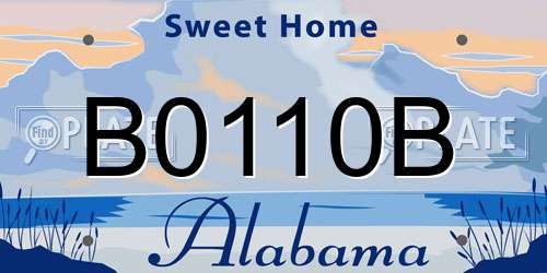 B0110B Alabama License Plate