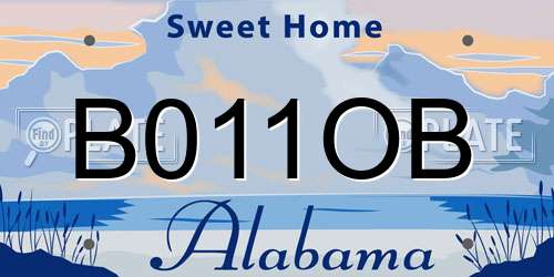B011OB Alabama License Plate