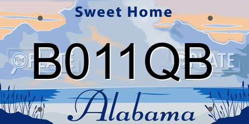 B011QB Alabama License Plate