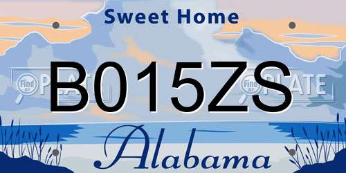 B015ZS Alabama License Plate