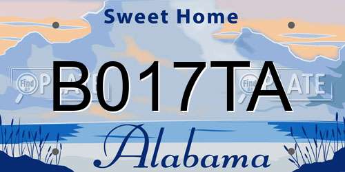 B017TA Alabama License Plate