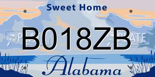 B018ZB Alabama License Plate