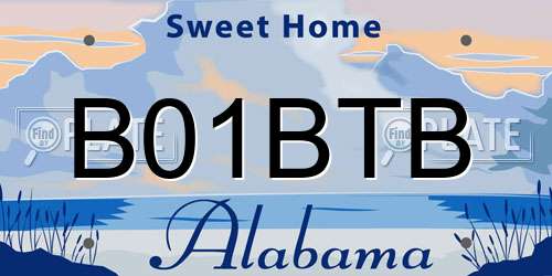 B01BTB Alabama License Plate