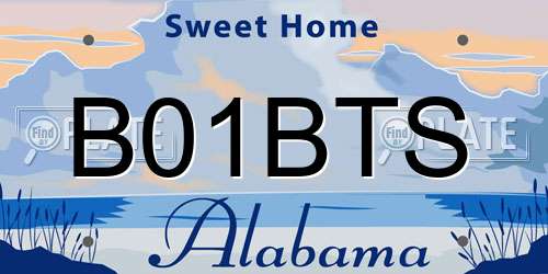 B01BTS Alabama License Plate
