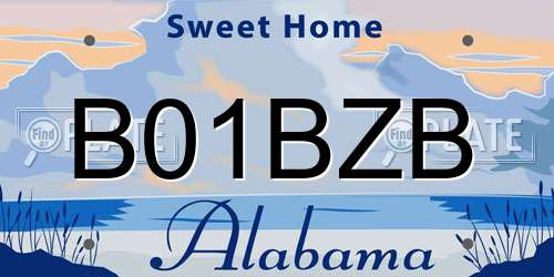 B01BZB Alabama License Plate