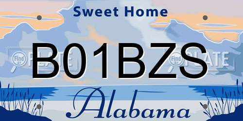 B01BZS Alabama License Plate