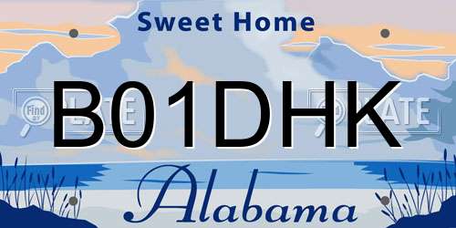 B01DHK Alabama License Plate