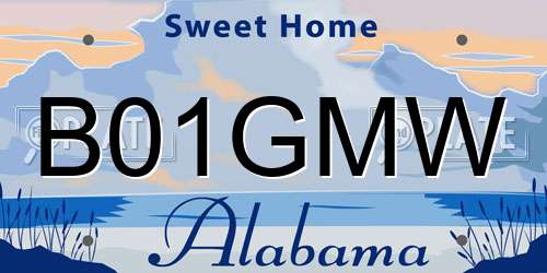 B01GMW Alabama License Plate