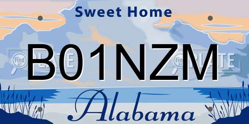 B01NZM Alabama License Plate