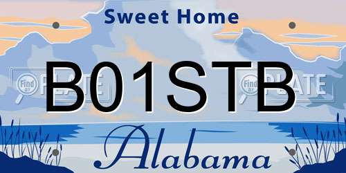 B01STB Alabama License Plate