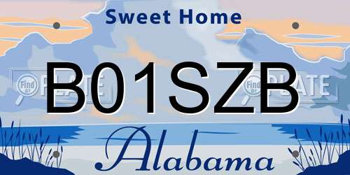 B01SZB Alabama License Plate