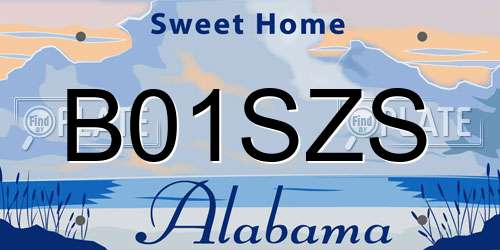 B01SZS Alabama License Plate