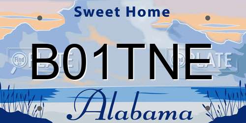 B01TNE Alabama License Plate