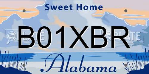 B01XBR Alabama License Plate