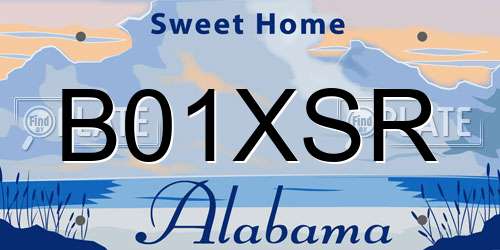 B01XSR Alabama License Plate
