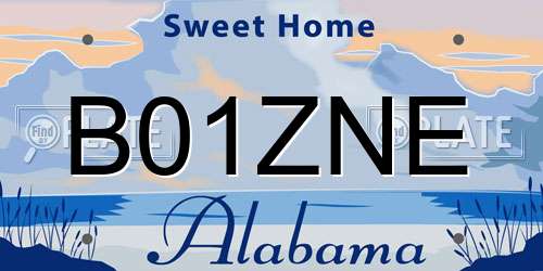 B01ZNE Alabama License Plate