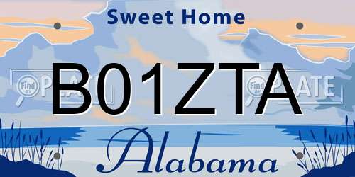 B01ZTA Alabama License Plate