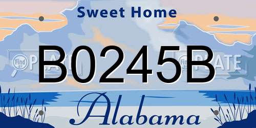 B0245B Alabama License Plate