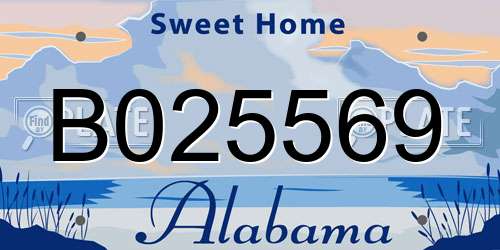 B025569 Alabama License Plate
