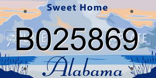 B025869 Alabama License Plate