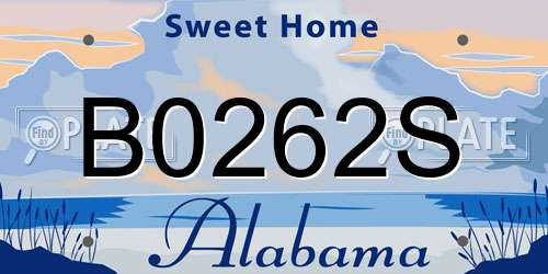 B0262S Alabama License Plate