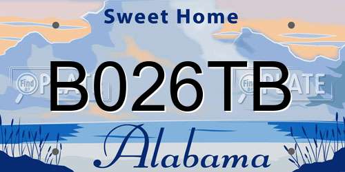 B026TB Alabama License Plate