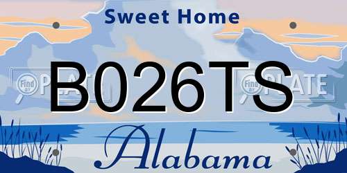 B026TS Alabama License Plate