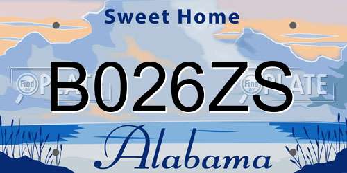 B026ZS Alabama License Plate