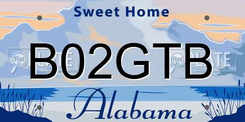 B02GTB Alabama License Plate