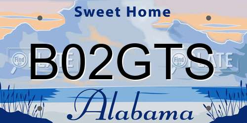 B02GTS Alabama License Plate