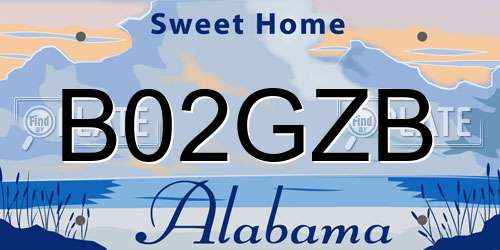 B02GZB Alabama License Plate