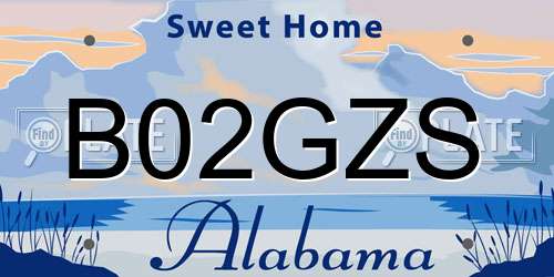 B02GZS Alabama License Plate