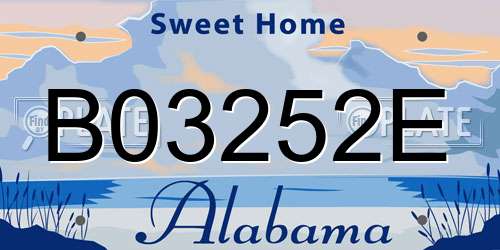 B03252E Alabama License Plate