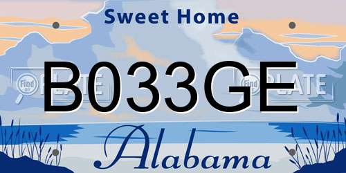 B033GE Alabama License Plate