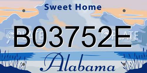 B03752E Alabama License Plate