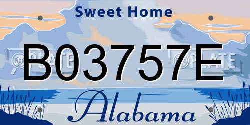 B03757E Alabama License Plate