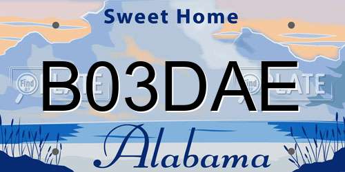 B03DAE Alabama License Plate