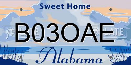B03OAE Alabama License Plate