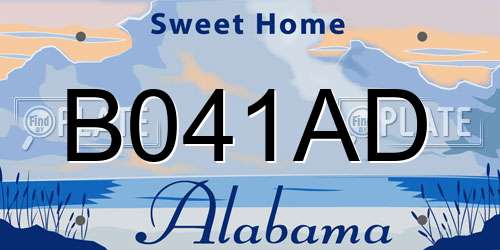 B041AD Alabama License Plate