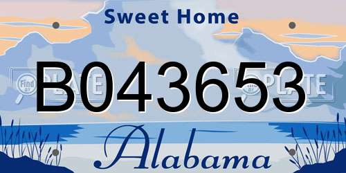 B043653 Alabama License Plate