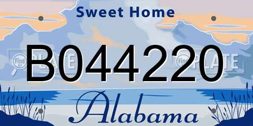 B044220 Alabama License Plate
