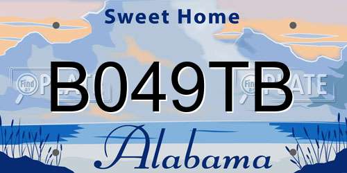 B049TB Alabama License Plate