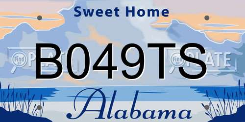 B049TS Alabama License Plate